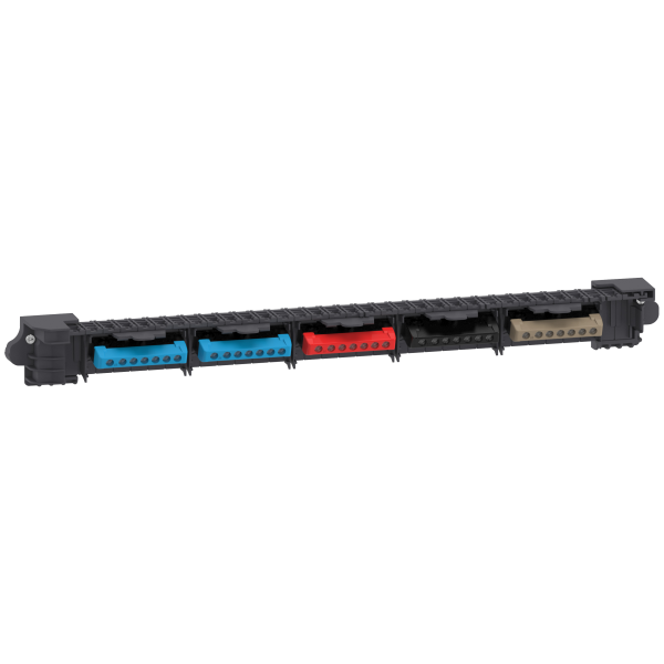 Borniers pour coffret triphasé 24 modules Schneider Prismaset S&XS - 2 Bleu 1 Rouge 1 Noir 1 Gris