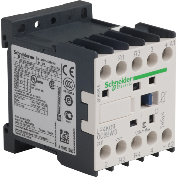 Schneider Electric Contacteur Tesys Lp4K 4P (2F Plus 2O) Ac1 440V 20 A Bobine 24 V Cc