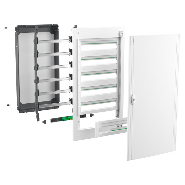 Prismaset xs - coffret plastique encastré 5 rang. 24 modules - avec porte pleine