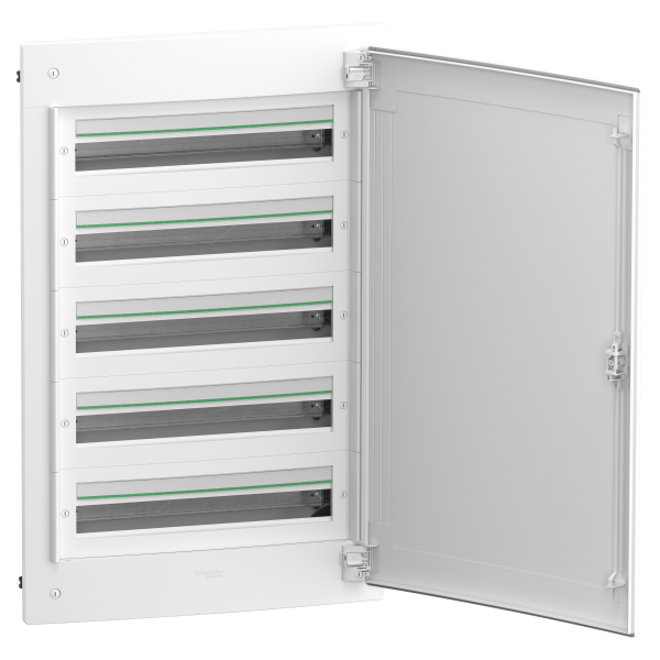 Prismaset xs - coffret plastique encastré 5 rang. 24 modules - avec porte pleine