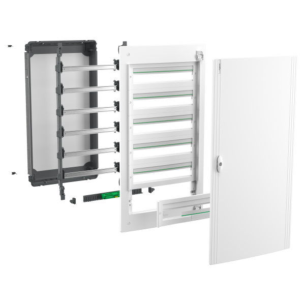 Prismaset xs - coffret plastique encastré 5 rang. 24 modules - avec porte pleine
