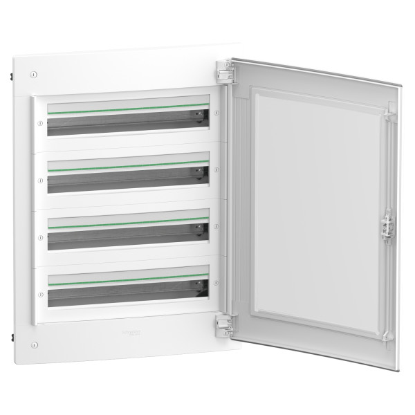 Prismaset xs - coffret plastique encastré 4 rang. 24 modules - avec porte transp