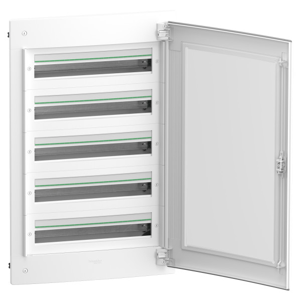 Prismaset xs - coffret plastique encastré 5 rang. 24 modules - avec porte transp
