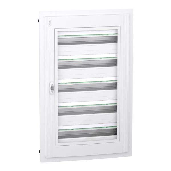 Prismaset xs - coffret plastique encastré 5 rang. 24 modules - avec porte transp