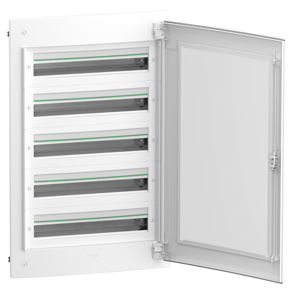 Prismaset xs - coffret plastique encastré 5 rang. 24 modules - avec porte transp