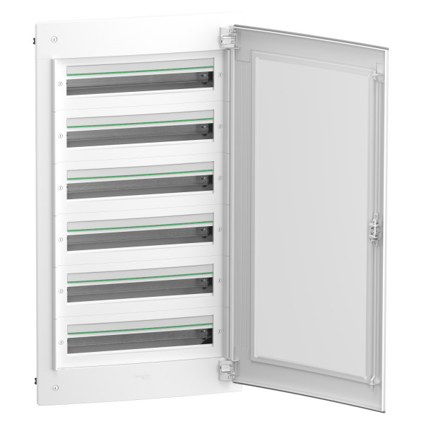 Prismaset xs - coffret plastique encastré 6 rang. 24 modules - avec porte transp