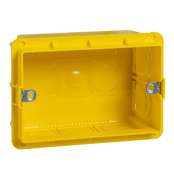 Boîte d'encastrement 3 modules Schneider Unica pour maçonnerie profondeur 48mm Jaune