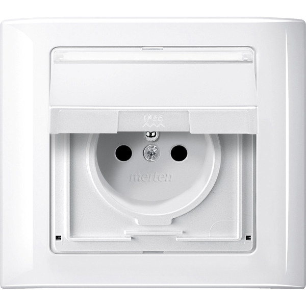 Aquadesign Blanc, prise de courant 2P+T IP44 (volet de protection) connex. Rapid