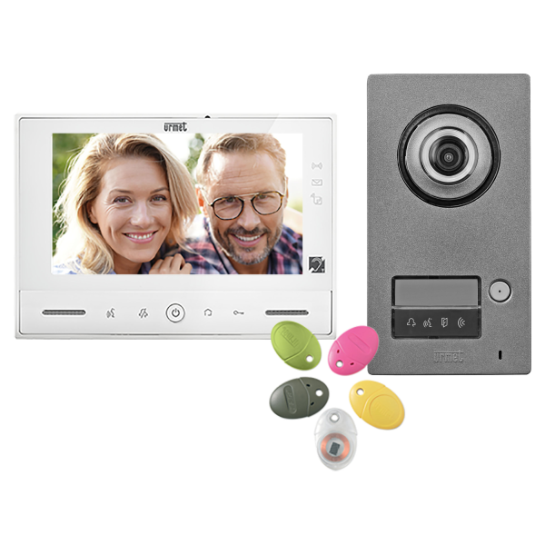 Kit vidéo Urmet Note2 avec écran 7’’ mains-libres un bouton d’appel, à mémoire d’images, contrôle d'accès par badge