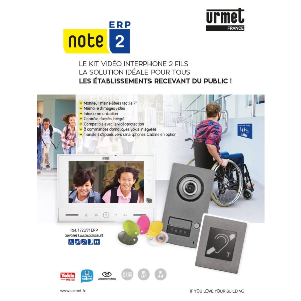 Visiophone couleur Urmet Note 2 ERP vidéo couleur 7’’ mains-libres à mémoire 1 appel
