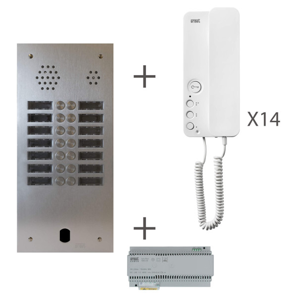 Kit audio préprogrammé 14 boutons Urmet Système 2 voice 2 rangées (20349)