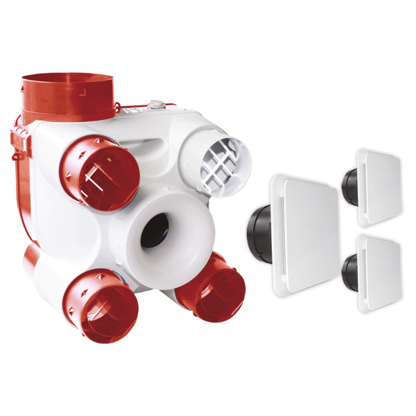 Kit VMC simple flux autoréglable S&P Unelvent DECO DHU K à sondes hygrométriques 4 sanitaires
