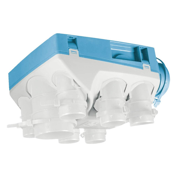 Groupe VMC simple flux hygroréglable S&P Unelvent OZEO EcoWatt 2 jusqu'à 6 sanitaires 