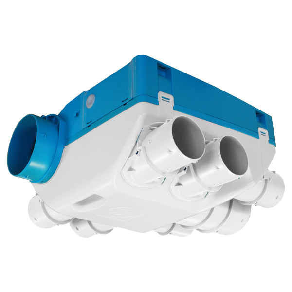 Groupe VMC simple flux hygroréglable S&P Unelvent OZEO EcoWatt 2 jusqu'à 6 sanitaires 