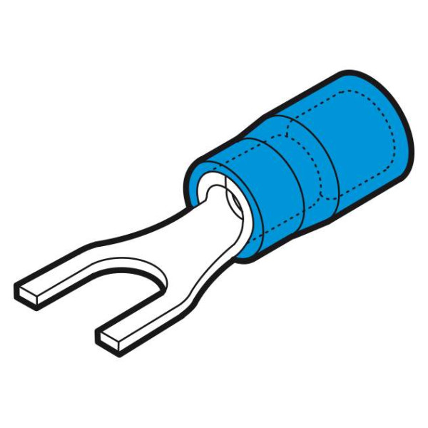 BPU61 - Cosse préisolée fourche bleue (1,5 à 2,5 mm²) - Diam. 6 mm