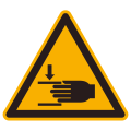 202801 - Etiquette signalétique triangulaire attention aux mains 25 mm