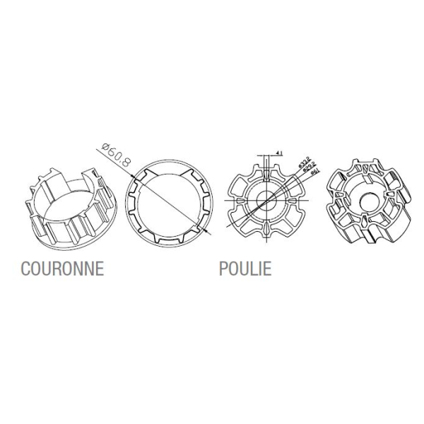 Adaptateur rond z.f. 64x1mm obturateur