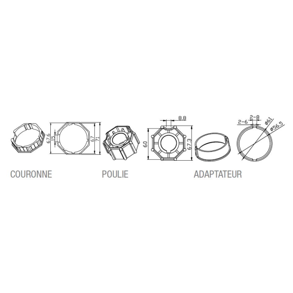 Adaptateur octogonal 70x1mm