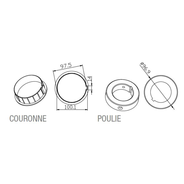 Adaptateur rond 102x2mm
