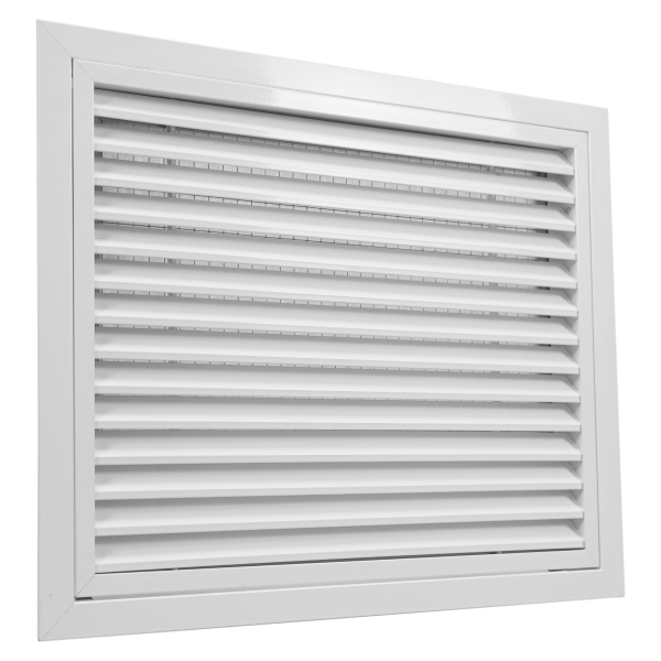 Grille de reprise intérieur + filtre, alu blanc, 350 à 900 m3/h, D 500 x 400 mm. (GRAIxCD 500x400)