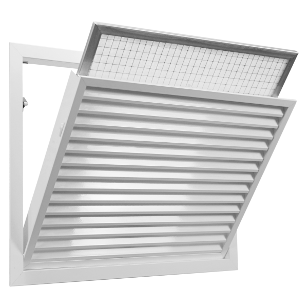 Grille de reprise intérieur + filtre, alu blanc, 350 à 900 m3/h, D 500 x 400 mm. (GRAIxCD 500x400)