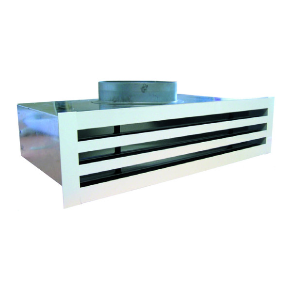 Diffuseur linéaire à 2 fentes réglables, plénum isolé, blanc, longueur 535 mm. (DL 2F/R 535 B)