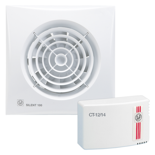 Kit Extracteur d'air avec clapet anti-retour et transfo S&P Unelvent SILENT 100 CZ 12V 230V
