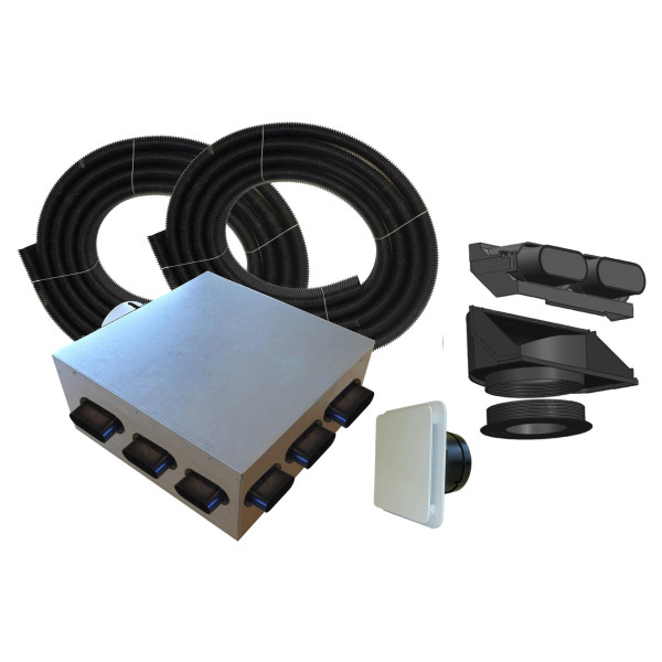 Kit accessoires réseau Pluggit pour logement jusqu'au T5 et 4 sanitaires. (KIT ACCESSOIRES PLI 50 T5/4S)