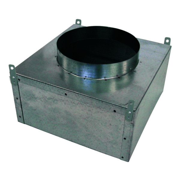 Plénum isolé à sortie arrière pour diffuseur série DPC, raccord D 200 mm. (PLENUM DPC 225 AI)