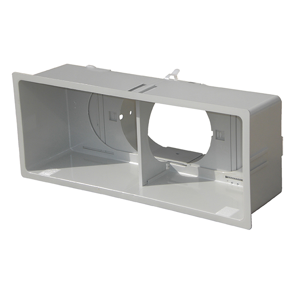 Plénum ABS pour grilles 400 x 150, raccord oblong égal D 160/200/250 mm + volet. (PGRO 400X150)
