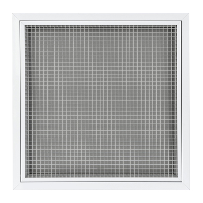 Grille de reprise à mailles fixes, alu blanc, filtre démontable, D 600 x 600 mm. (GRR CD 600X600)