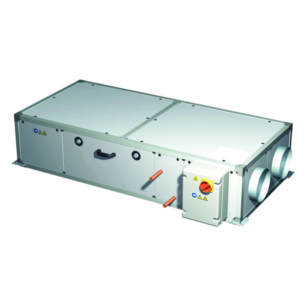 Centrale double flux Très Haut rendement 90% horizontale, 2300 m3/h, batt. eaux. (CAD HR BASIC 23 H DCR)