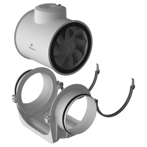 Ventilateur de conduit EVO TD-150 S&P France - Ø conduit 147mm - 3 vitesses - Max 2610 tr/min - 560 m³/h - 230V - Max 45W - IP44
