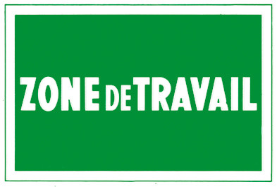 Plaque alu "zone de travail" 300x200mm  