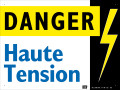Affiche de signalisation Catu - avec inscription ''danger haute tension'' - 4 trous de montage - aluminium