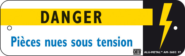 Plaque alu "pieces nues sous tension"   