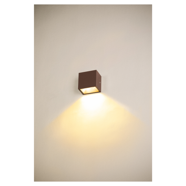 Sitra cube, applique extérieure, s, simple, rouille, led, 6,2w, 3000k/4000k, ip44, cct switch