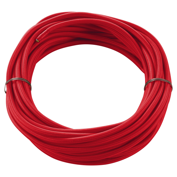 CABLE TEXTILE, 10m, rouge, 3 pôles