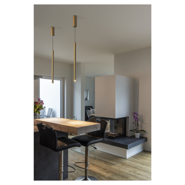 Helia 30, suspension intérieure, laiton brossé, led, 10w, 3000k, variable triac