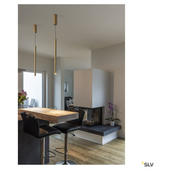 Helia 30, suspension intérieure, laiton brossé, led, 10w, 3000k, variable triac
