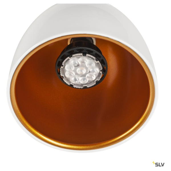Para cone 14, spot pour rail 1 allumage, intérieur, blanc laqué/or, gu10/qpar51, 25w max - SLV - 1002874