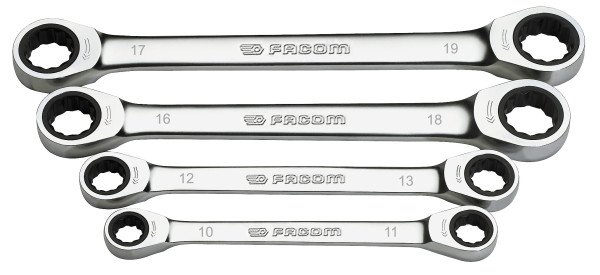 Jeu de clés polygonales à cliquet oeil - 12 pans métriques