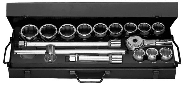 Coffret de douilles 12 pans de 34 à 55 mm