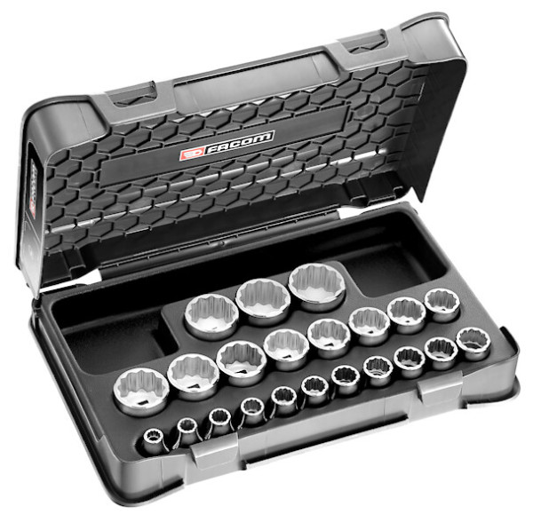 Coffret douilles 1/2'' 12 pans métriques - 22 pièces
