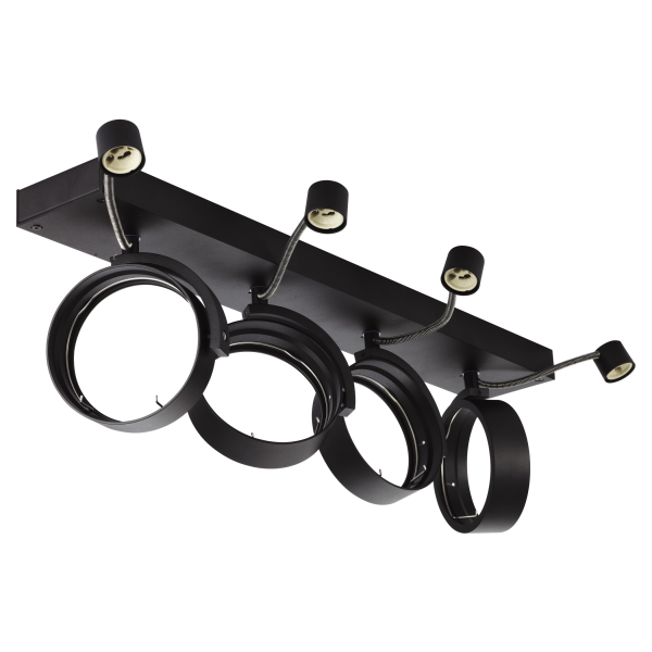 Kalu, applique et plafonnier intérieur, quad, noir, gu10/qpar111, 4x 75w max