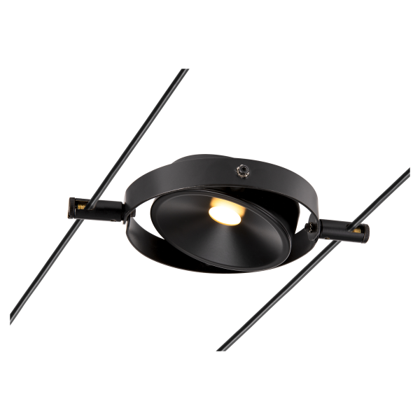 Durno, spot pour câble tendu t.b.t. tenseo, intérieur, noir, led, 6w, 2700k