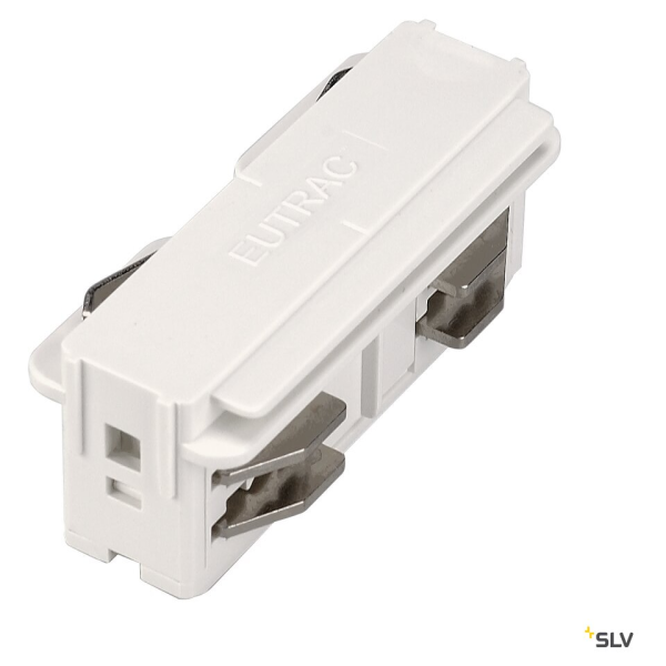 Connecteur droit pour rail 3 allumages en saillie Slv Eutrac® intérieur blanc