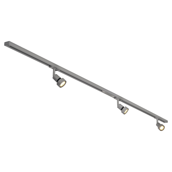 KIT rail 1 allumage PURI, gris argent, 2x1m, 3x PURI spot et sources LED