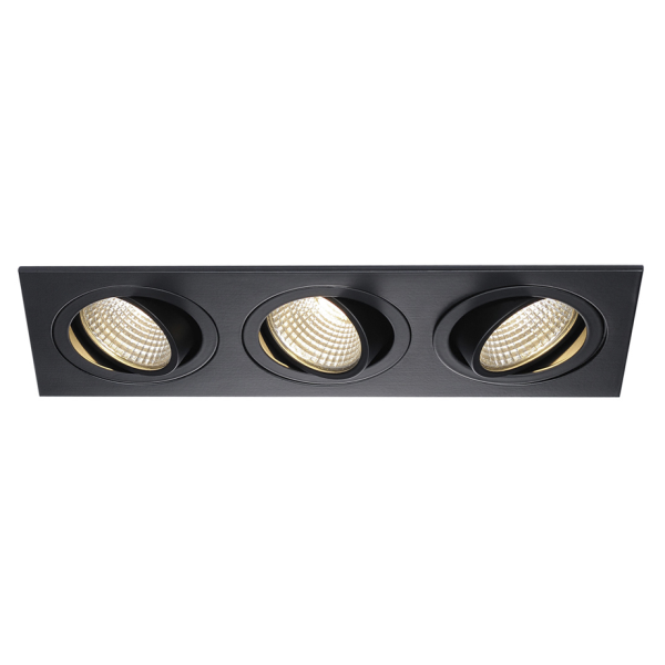 Kit new tria 3 led carre. noir. 3x6w. 3000k. 38°. alim et clips ressorts inclus