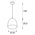 Para cone 20 suspension. ronde. cuivre brossé. e27 max. 60w